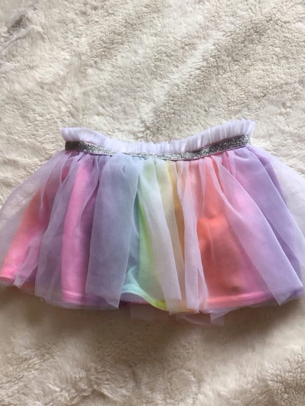 Garanimals Rainbow Pastel Tulle Skirt with Silver Waistband